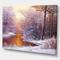 Designart - Winter Landscape with River - Landscapes Painting Print on Wrapped Canvas